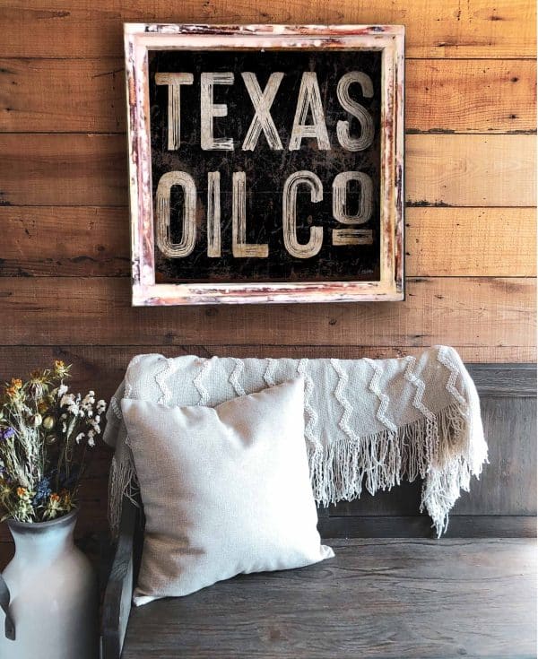 Texas Oil Company Square Framed Canvas: Medium - 20"