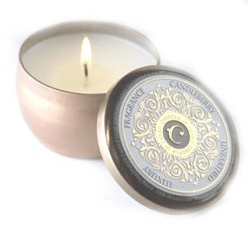 Smoldering Vanilla Teakwood Travel Tin by The Candleberry Candle Company