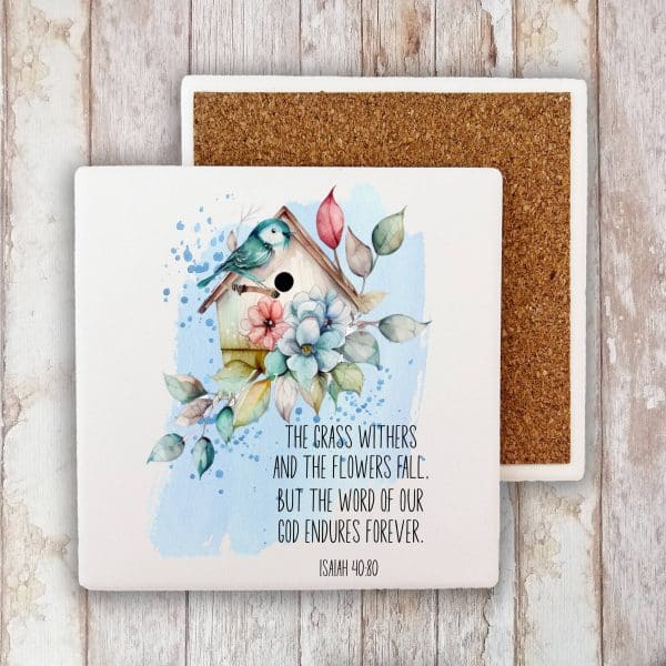 Spiritual The word of God Endures Stone Coaster