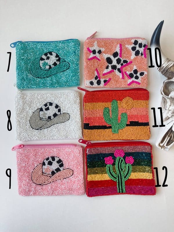 Western Beaded Coin Money Pouch: 11 - CACTUS SUNSET