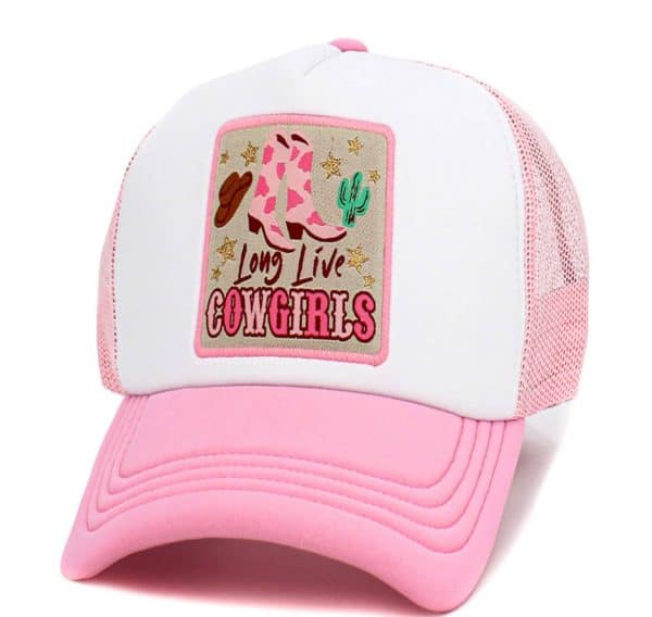 LONG LIVE COWGIRLS - Western Trucker Meshback Ball Cap Hat : PINK