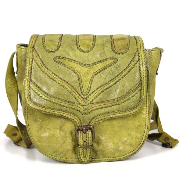 Green Leather Buckle Crossbody