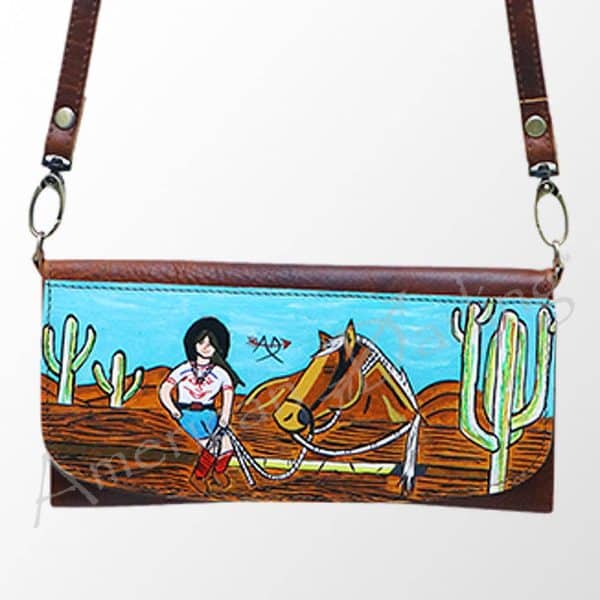 Hand Painted Leather Clutch/Crossbody