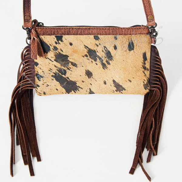 Acid Wash Cowhide Crossbody - Tan
