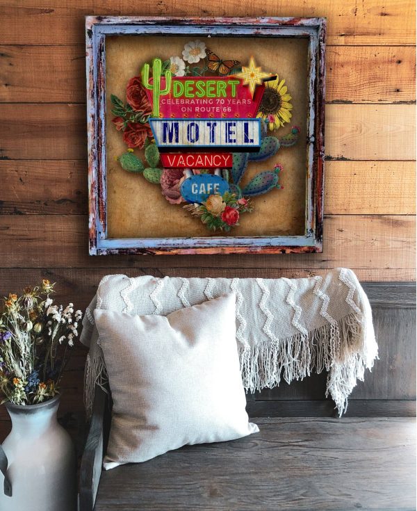 "Desert Motel"   Square  Framed Artwork: Extra Small - 10"