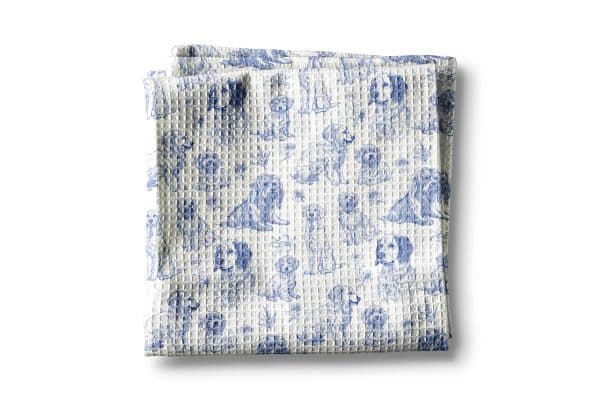 Dog Chinoiserie Grandmillennial Kitchen Towel Blue Preppy