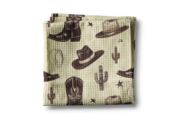 Western Horse Boots Cowboy Hat Cactus Kitchen Towel Waffle