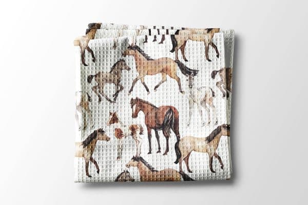 Horse Pony Equestrian Tack Kitchen Towel Waffle Gifts Farm: Transparent Cellophane Sleeve