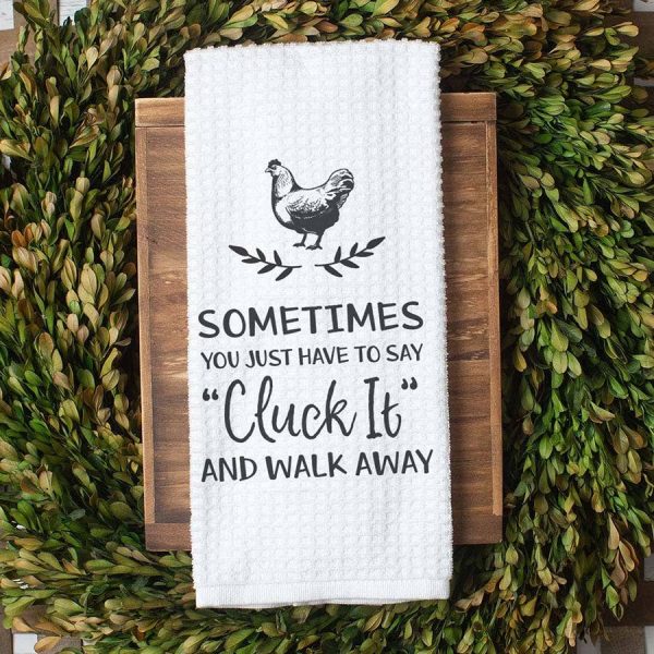Cluck It Chicken Kitchen Towel, Chicken Mom Dish Towel: Transparent Cellophane Sleeve