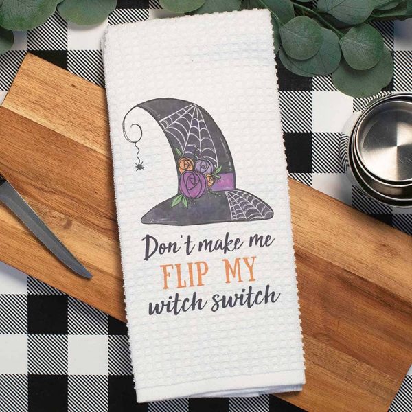 Witch Switch Towel, Haloween Kitchen Towel, Halloween Decor: Transparent Cellophane Sleeve