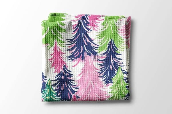 Preppy Navy Pink Chinoiserie Christmas Kitchen Towel Lime: Transparent Cellophane Sleeve