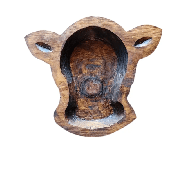 Wood Cow Head Dough Bowl