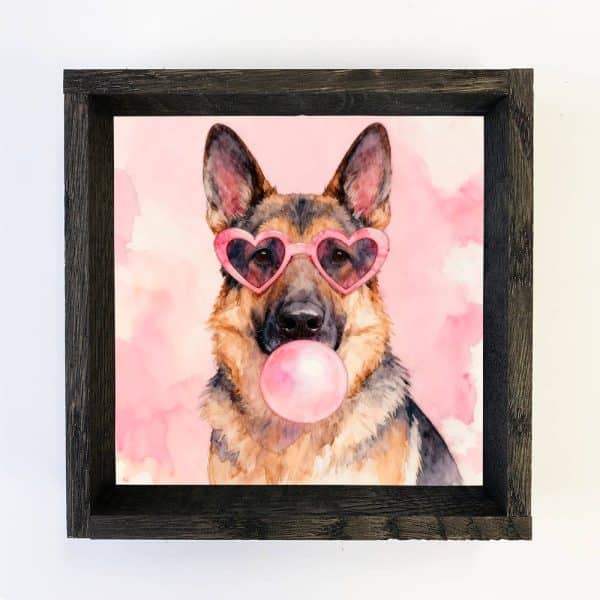German Shepherd Heart Sunglasses Bubblegum - Grooming Salon: 6x6" Mini Canvas Art with Wood Box Frame