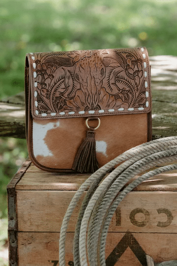 Tooled Leather Flap Purse
