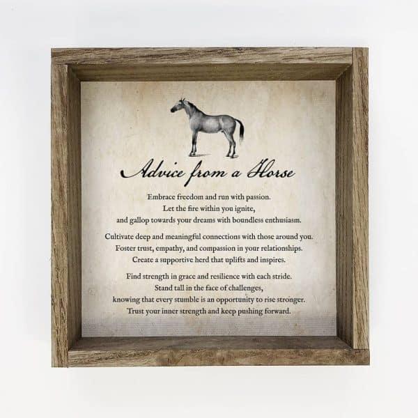 Advice From a Horse - Horse Wall Art - Farmhouse Wall Art: 6x6" Mini Canvas Art with Wood Box Frame