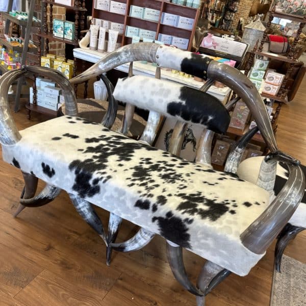 Cowhide And Horn Bench