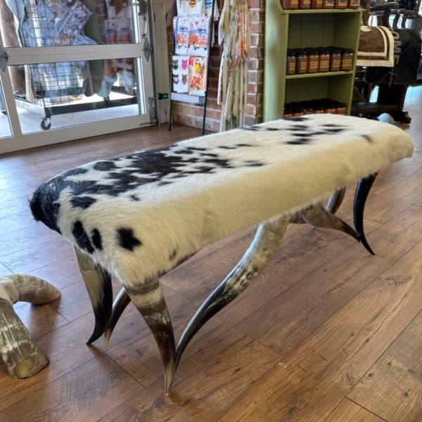 Cowhide And Horn Long Bench