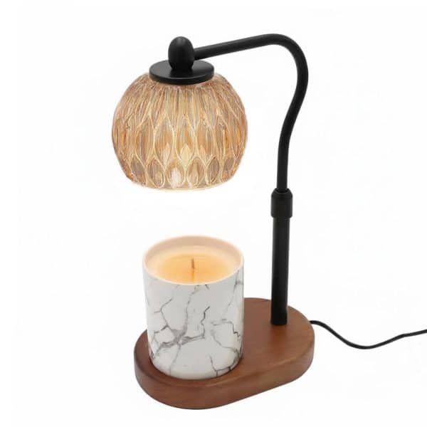 Candle Warmer Lamp - Crystal Glass & Wood Base - Black