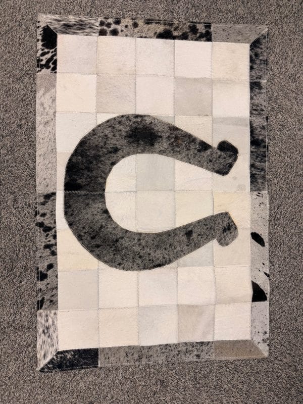 Horseshoe Cowhide Patch Rug - 2' x 3'