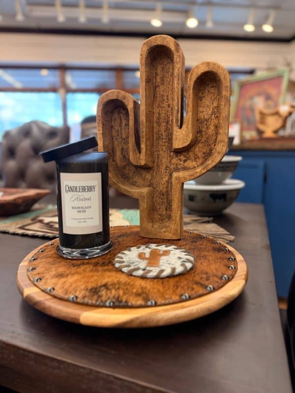 Studded Cowhide Lazy Susan - 14"