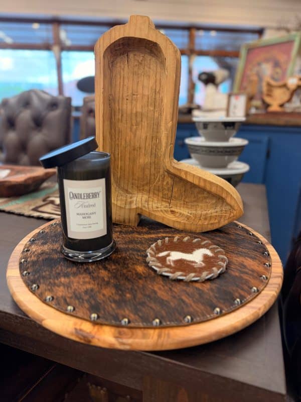 Studded Cowhide Lazy Susan - 18"