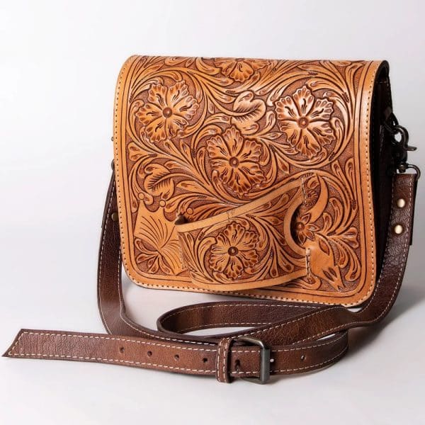 American Darling Hand-Tooled Western Leather Crossbody Bag