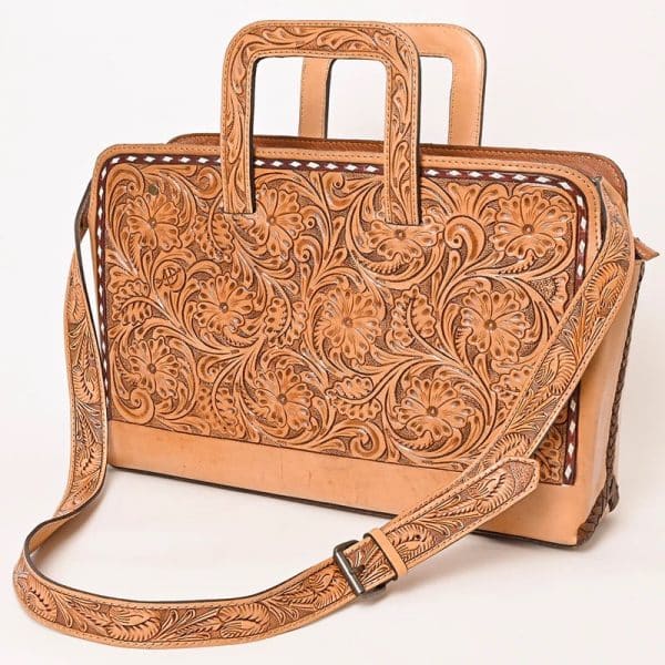 Hand Tooled Leather Briefcase Bag
