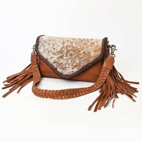 Hair-On Hide Fold Over Fringe Bag
