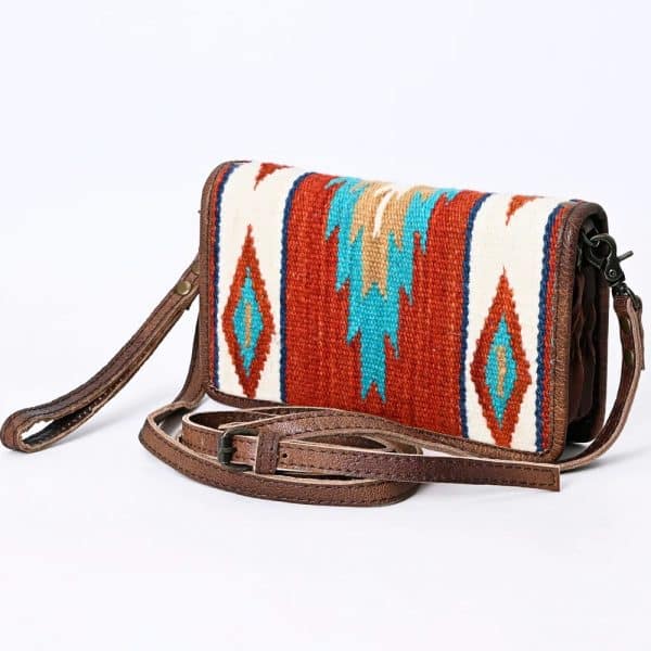 Maroon and White Woven Saddle Blanket Purse