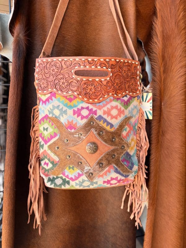 Multi-Color Aztec Upcycled Canvas Bag