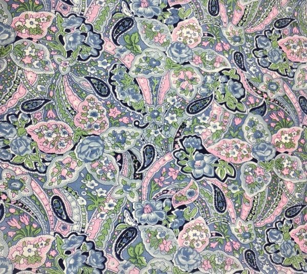 Blue Paisley Frontier Calico Silk Scarf - 42"