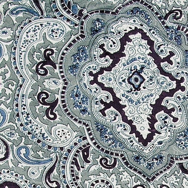 Silver and Black Paisley Jacquard Silk Scarf - 42"