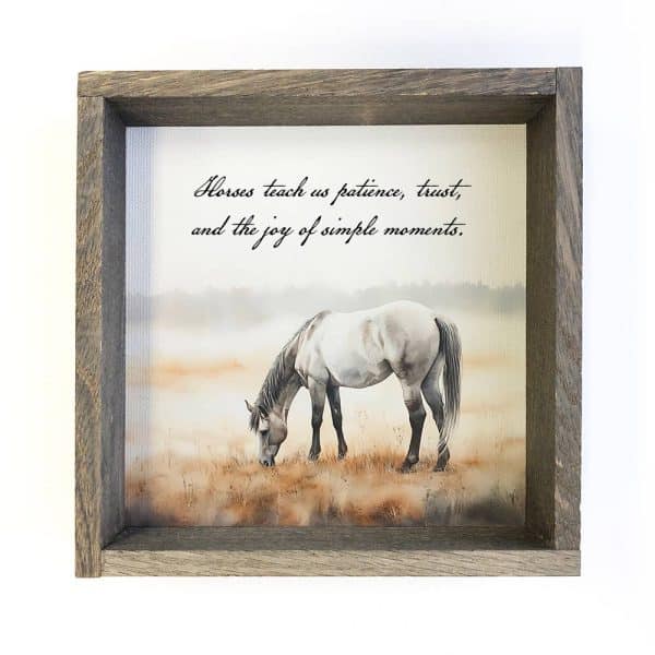 Horses Teach Us - Horse Canvas Art - Wood Framed Wall Decor: 6x6" Mini Canvas Art with Wood Box Frame
