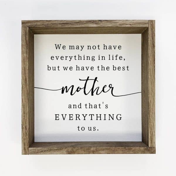 Mother's Day Farmhouse Wood Sign - Best Mother Quote Gift: 6x6" Mini Canvas Art with Wood Box Frame