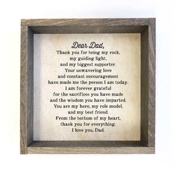 Dear Dad - Fathers Day Gift - Letter to Dad with Frame: 6x6" Mini Canvas Art with Wood Box Frame