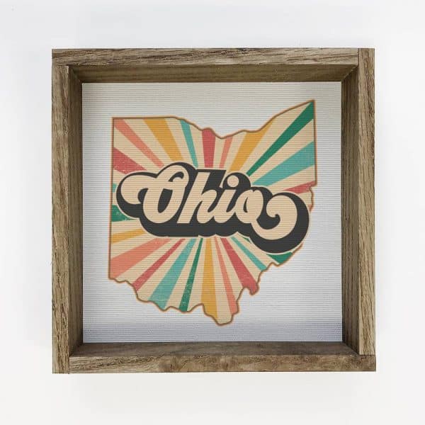 Any Retro State - Custom Any State Wall Art - State Wall Art: 6x6" Mini Canvas Art with Wood Box Frame