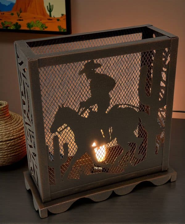METAL COWBOY ON HORSE NIGHT LIGHT