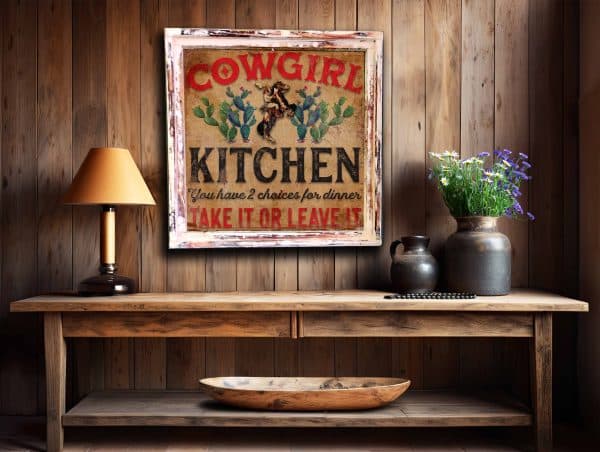 "Cowgirl Kitchen" Square Framed Artwork: Large - 24"