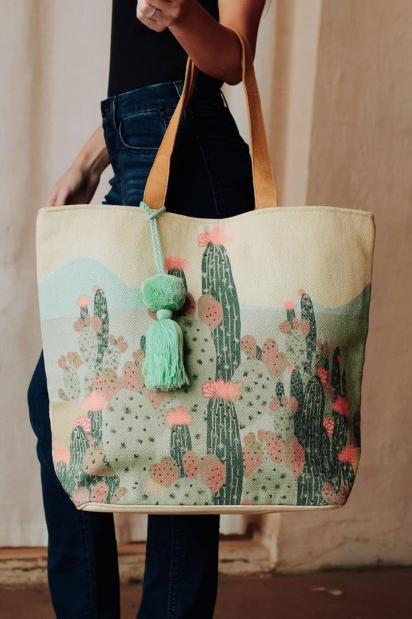 Ivory Cactus Landscape Tote