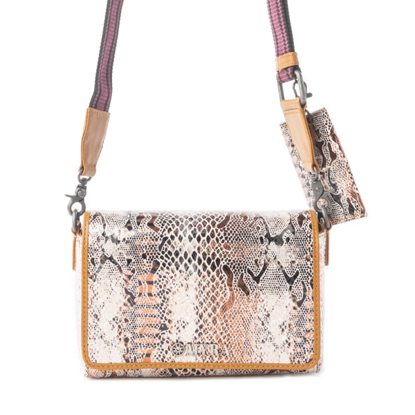 Elysian Charm Leather Shoulder Bag in Onyx Snake Print