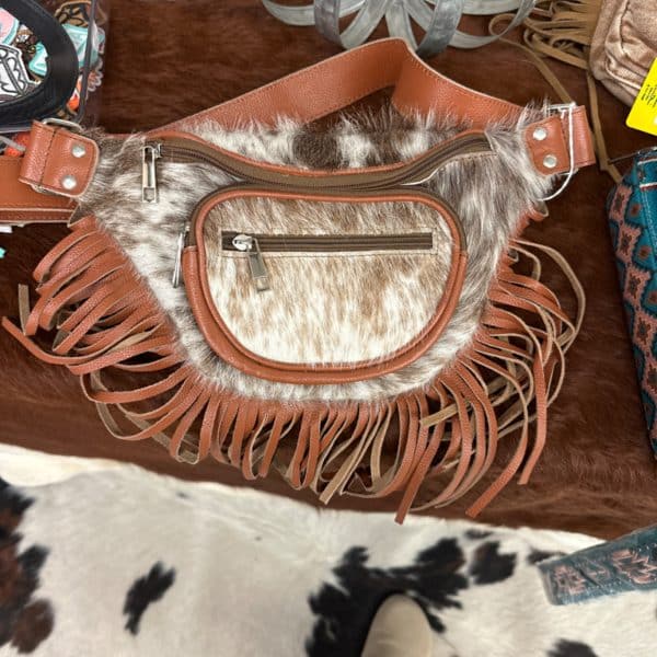Cowhide + Leather + Fringe Bum Bag