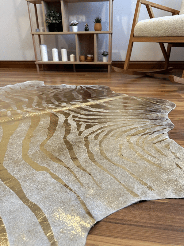 Metallic Gold Zebra Cowhide