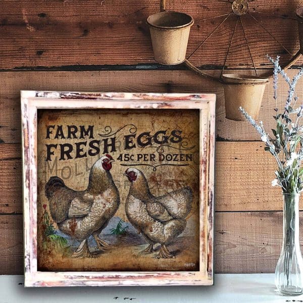 Farm Fresh Eggs - Square Framed Artwork: Extra Small - 10"