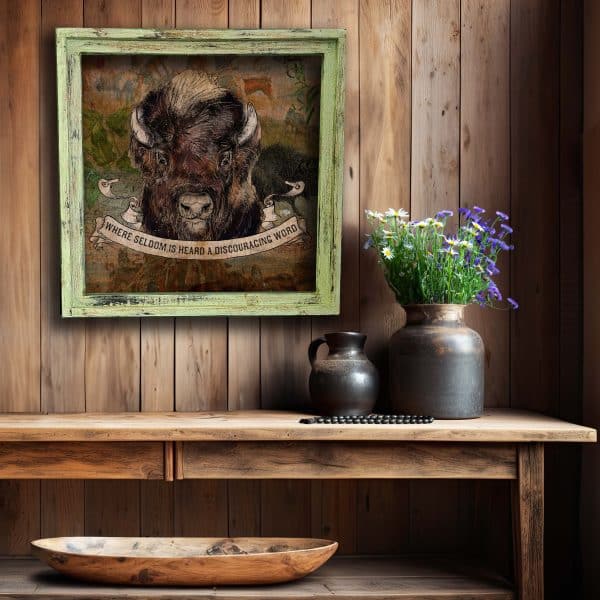 "Seldom is Heard A Discouraging Word" Framed Square Canvas Artwork: Extra Small - 10"