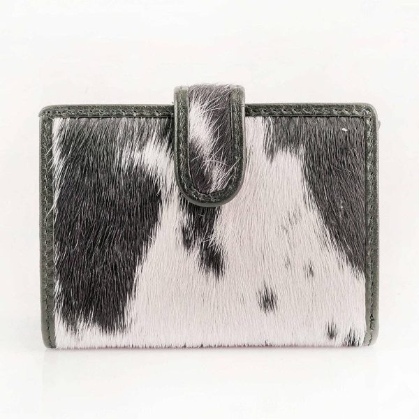 Loyal West My Prairie Credit Card Holder: Black And White Cowhide