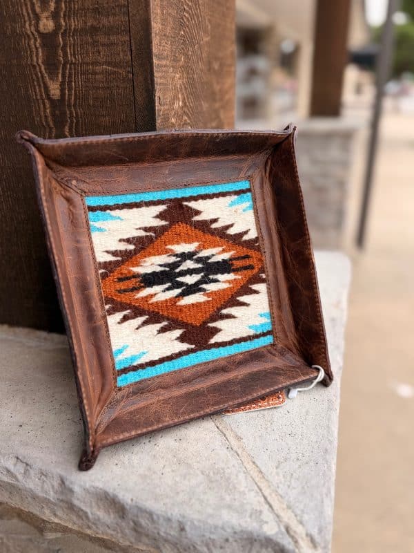 Aztec Saddle Blanket Leather Tray