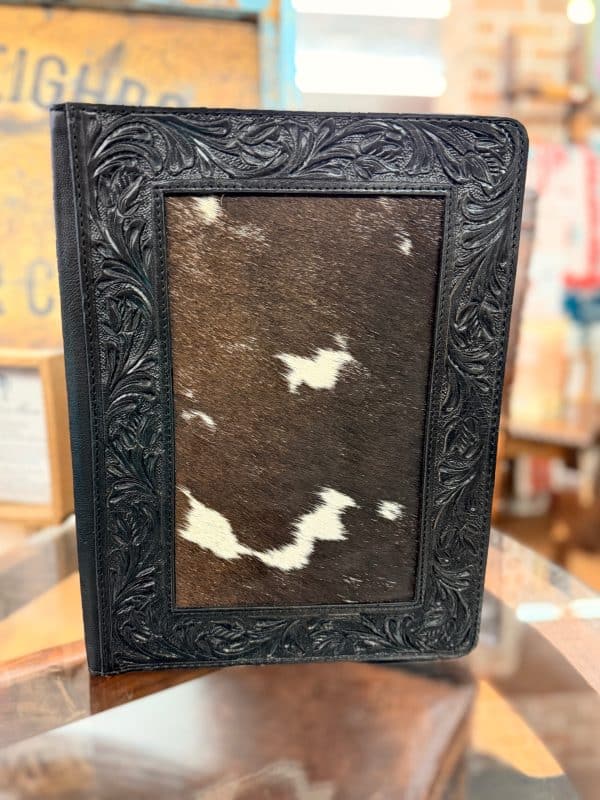 Black Tooled Leather & Cowhide Portfolio