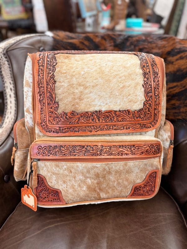 Tan Cowhide & Leather Backpack