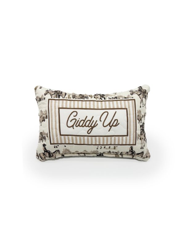 "Giddy Up" Trail Brown Quilted Mini Pillow 8" X 12"
