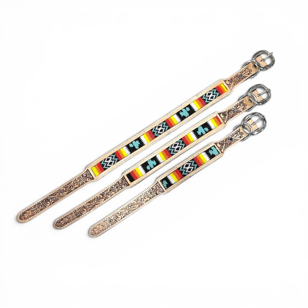 Cactus Tooled Leather Dog Collar